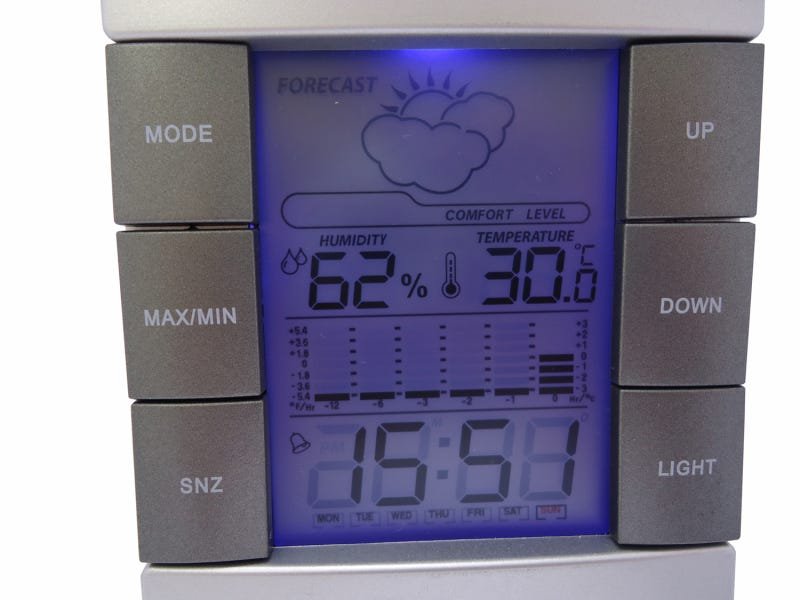 Relógio Digital de Mesa Despertador Previsão Tempo Umidade - 3
