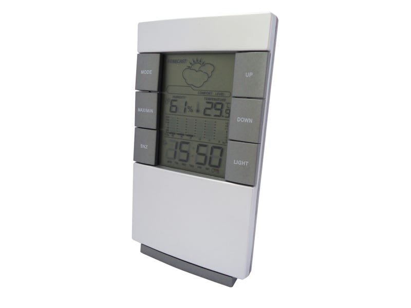 Relógio Digital de Mesa Despertador Previsão Tempo Umidade - 2