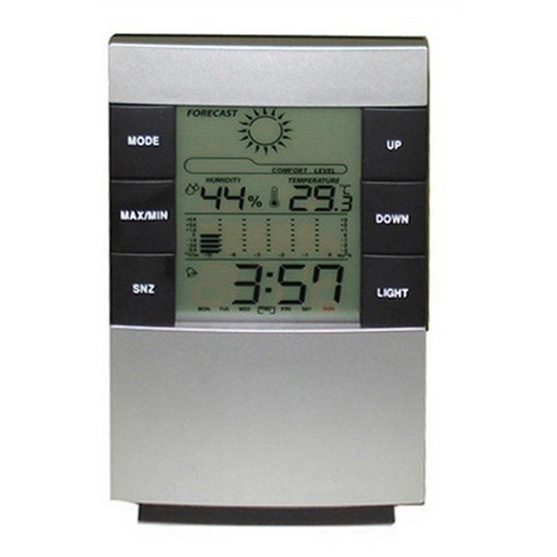 Relógio Digital de Mesa Despertador Previsão Tempo Umidade - 1
