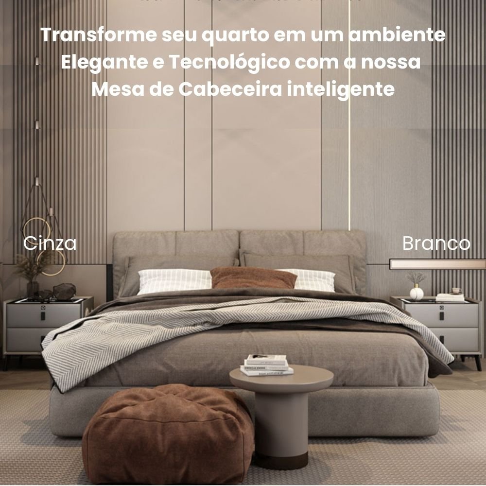 MESA DE CABECEIRA INTELIGENTE BRANCA COM BIOMETRIA DIGITAL SEGREDO COFRE SENHA DEDO BIVOLT 110 220V - 8