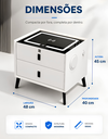 Ver imagem 4 de Mesa de Cabeceira Inteligente com Cofre Biométrico e Som Branco LED 2 Gavetas