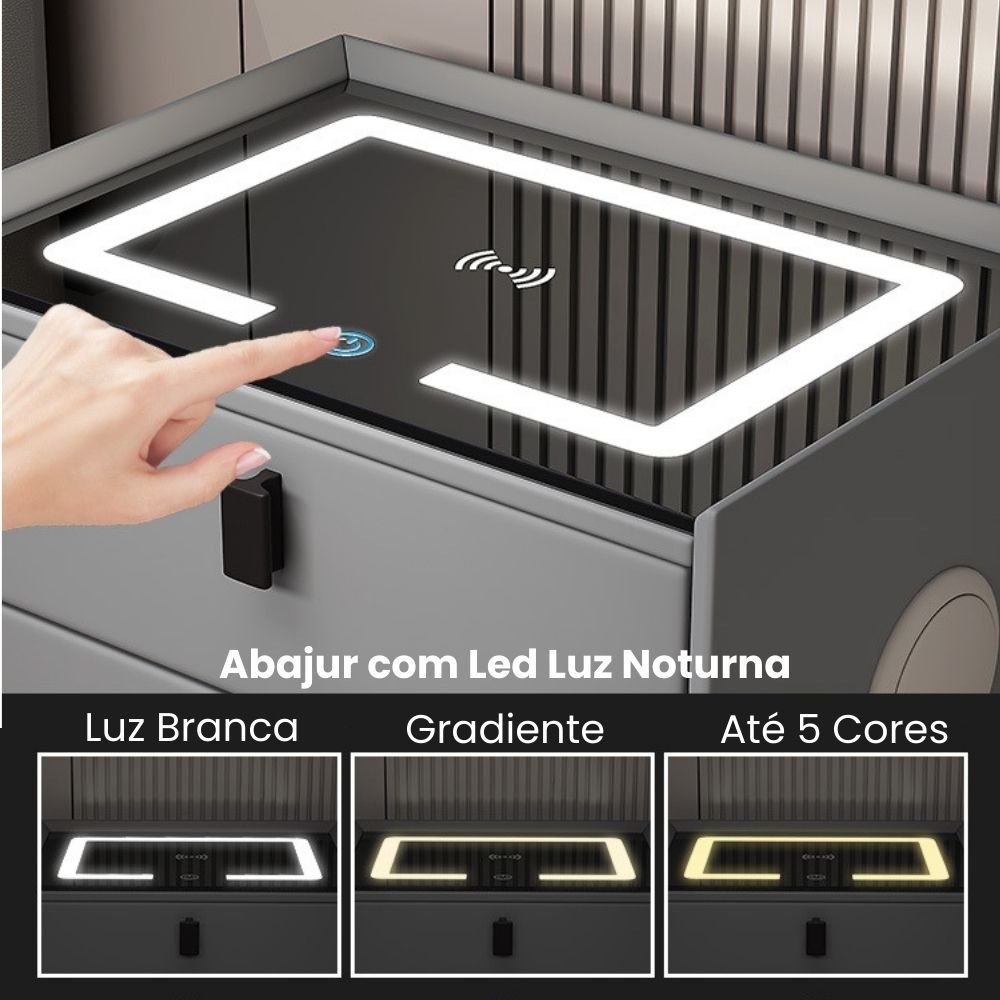 MESA DE CABECEIRA INTELIGENTE BRANCA COM BIOMETRIA DIGITAL SEGREDO COFRE SENHA DEDO BIVOLT 110 220V - 6