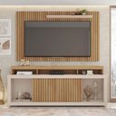Ver imagem 4 de Painel com Rack Bancada para Tv Paris 180cm Buriti/off White - Sallar Home