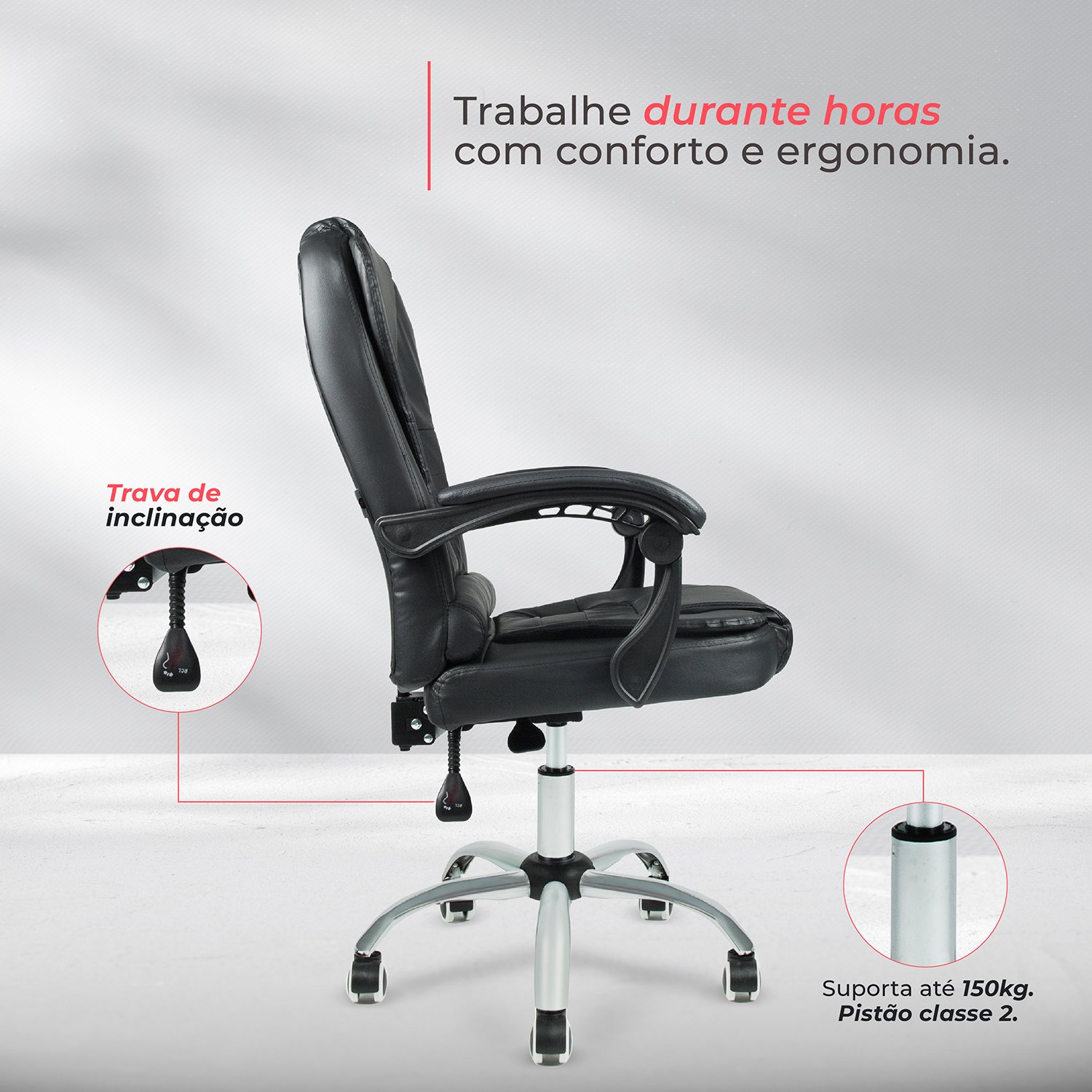 Cadeira Presidente Confort de Escritório Ergonômica Branco - 8