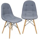 Ver imagem 1 de Kit 2 Cadeiras Charles Eames Botonê Eiffel Wood Estofada Couro - Cinza