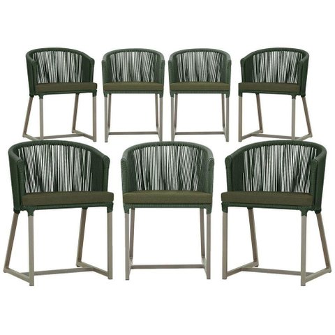 7 Cadeiras de Jantar Área Noronha Fendi E13 Trama Original Verde