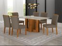 Ver imagem 7 de Conjunto Sala de Jantar Sofia 1,60m Tampo Vidro Off com 6 Cadeiras Jade Cinamomo/Joli Camurça