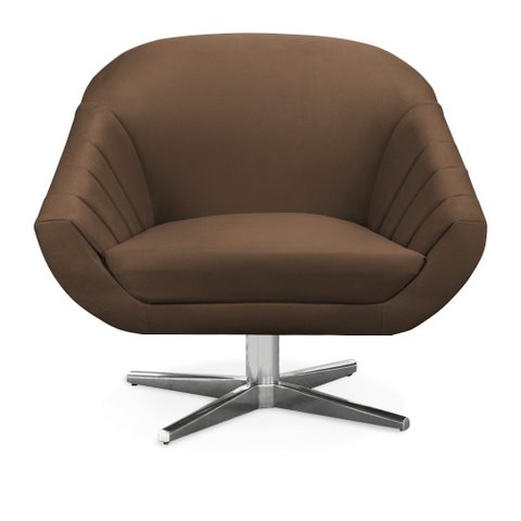 Poltrona Giratória Giovana Suede Base Cromada - D’Rossi - Marrom