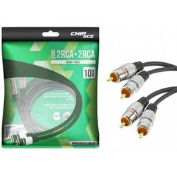 Cabo Rca Profissional Para Áudio 2 Rca + 2 Rca Plug Metal Fitz 10 Metros - Chipsce - 018-0743 - 2 Cabo Rca Profissional Para Áudio 2 Rca + 2 Rca Plug Metal Fitz 10 Metros - Chipsce - 018-0743 - 2