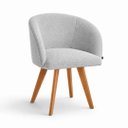Ver imagem 1 de Poltrona Atena Base Fixa em Madeira Lisa Zari Decor: Linho Prata