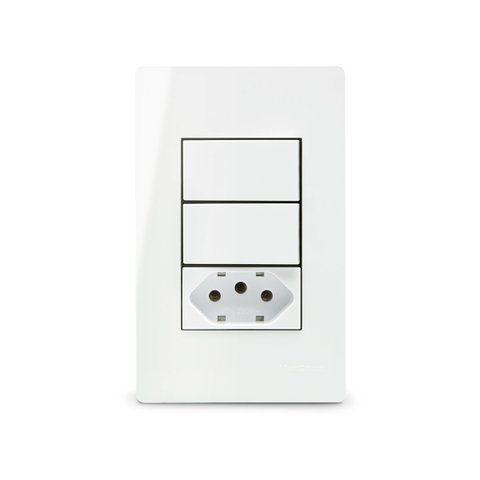 2 Interrup Simples + 1 Tomada 20a 4x2 Infiniti Margirius Cor:branco
