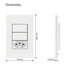 2 Interrup Simples + 1 Tomada 20a 4x2 Infiniti Margirius Cor:branco - 3