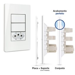 2 Interrup Simples + 1 Tomada 20a 4x2 Infiniti Margirius Cor:branco - 2