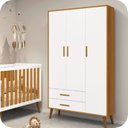Ver imagem 5 de Guarda Roupa Infantil 3 Portas e 2 Gavetas Isis Branco Fosco com Amadeirado