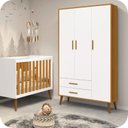Ver imagem 2 de Guarda Roupa Infantil 3 Portas e 2 Gavetas Isis Branco Fosco com Amadeirado