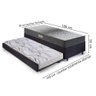 Bicama Box Solteiro Suede Preto 88x188x28 Cm com Colchão Dual Firm Espuma e Colchão Auxiliar - 2