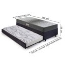 Ver imagem 2 de Bicama Box Solteiro Suede Preto 88x188x28 Cm com Colchão Dual Firm Espuma e Colchão Auxiliar