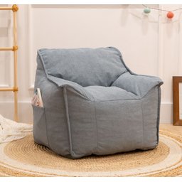 Puff Poltrona Infantil Criança Nuvem com Enchimento de Espuma - Tecido Bouclé Azul - 2