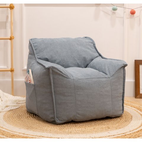 Puff Poltrona Infantil Criança Nuvem com Enchimento de Espuma - Tecido Bouclé Azul