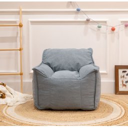 Puff Poltrona Infantil Criança Nuvem com Enchimento de Espuma - Tecido Bouclé Azul - 1