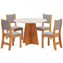 Ver imagem 2 de Mesa de Jantar 4 Lugares Belga Mel/blonde/veludo Cinza - Viero Móveis