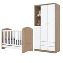 Ver imagem 1 de Berço Nacional Bala de Menta e Guarda Roupa Infantil Pique-esconde Rústico Branco - Henn