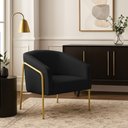 Ver imagem 1 de Poltrona Sala Industrial Alta Dourado Stella Suede D03 - D’Rossi