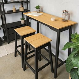 Mesa Bancada Moema 102Ax120Lx46P Cubomob Preto e Mel - 1