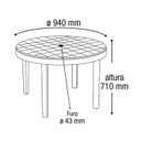 Ver imagem 3 de Mesa Redonda Plástico Desmontável 94cm Preta + 4 Cadeiras Vime