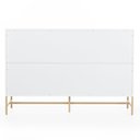 Ver imagem 4 de Cômoda Square para Quarto Grande 6 Gavetas Pés de Metal 138cm Branco Dourado Casavee