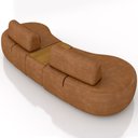Ver imagem 7 de Sofá 4 Lugares Orgânico para Sala Living com Puff 342cm Vasti M03 Couríssimo Whisky - Lyam Decor