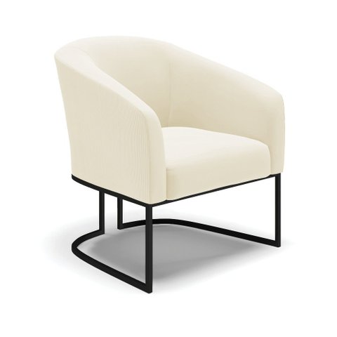 Poltrona Decorativa Industrial Preto Stella Cotelê Ext/veludo Off White D03 - D’Rossi