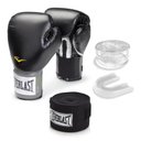 Ver imagem 1 de Kit Luva Everlast Training Preta 14oz Bandagem/ Bucal