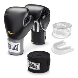 Kit Luva Everlast Training Preta 12oz Bandagem/ Bucal - 1