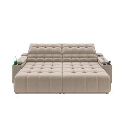 Sofá Connect Premium 2,00m Assento Retrátil/reclinável com Porta Copos e Entrada Usb Suede Areia - 4
