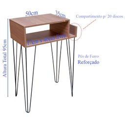Estante Rack para Toca Discos de Vinil Lps com Pé de Ferro - 7