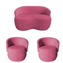 Ver imagem 2 de Kit Namoradeira + 2 Poltronas Decorativa Beatriz Orgânica Veludo Rosa