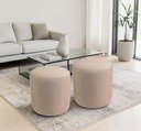 Ver imagem 1 de Kit 2 Puff Perse Redondo Banqueta Moderno Decorativo Casa Sala Quarto Tecido Linho Palha