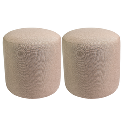 Kit 02 Puffs Decorativos Redondos para Sala Linho Palha Perse  - 1