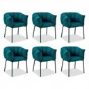 Ver imagem 1 de Kit 6 Cadeiras para Sala de Jantar Estofadas com Base de Aço Joy Azul/Entardecer