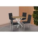 Ver imagem 1 de Conjunto: Mesa Sala Jantar Volga C/ Tampo de Madeira 90cm e 4 Cadeiras Amsterdã Cromado/nogueira -