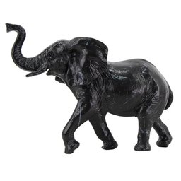 Escultura Decorativa Elefante de Resina Preto Tipo Mármore 13cm Na0905 Btc - 1