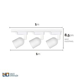 Trilho 3 Spots Led Blumenau Bivolt 27w 3000k - 5