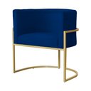 Ver imagem 3 de Poltrona Luana Suede Azul Marinho Base Metálica Dourada - Vallisa Decor