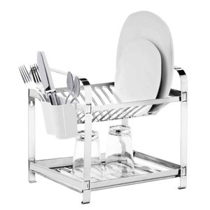 Escorredor de pratos em aço inox com porta talher