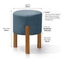 Ver imagem 3 de Puff Banquinho Decorativo Redondo em Linho Luxo Pés Madeira Maciça Thor - Casa Jd - Azul