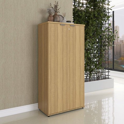 Armário Alto para Escritório P25 com 2 Portas Pivotantes Marrom/Samba