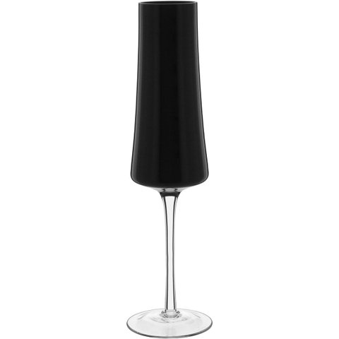 Jogo 2 Peças Taça de Vidro 210ml Preto 26x7x7cm Vinho Água Espumante Champagne