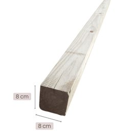 Coluna Aplainada de Pinus Tratado com Nós 8x8x290 Centímetros - Pensemadeiras - Natural Único - 3
