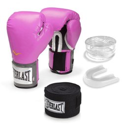 Kit Luva Everlast Training Rosa 12oz Bandagem/ Bucal - 1